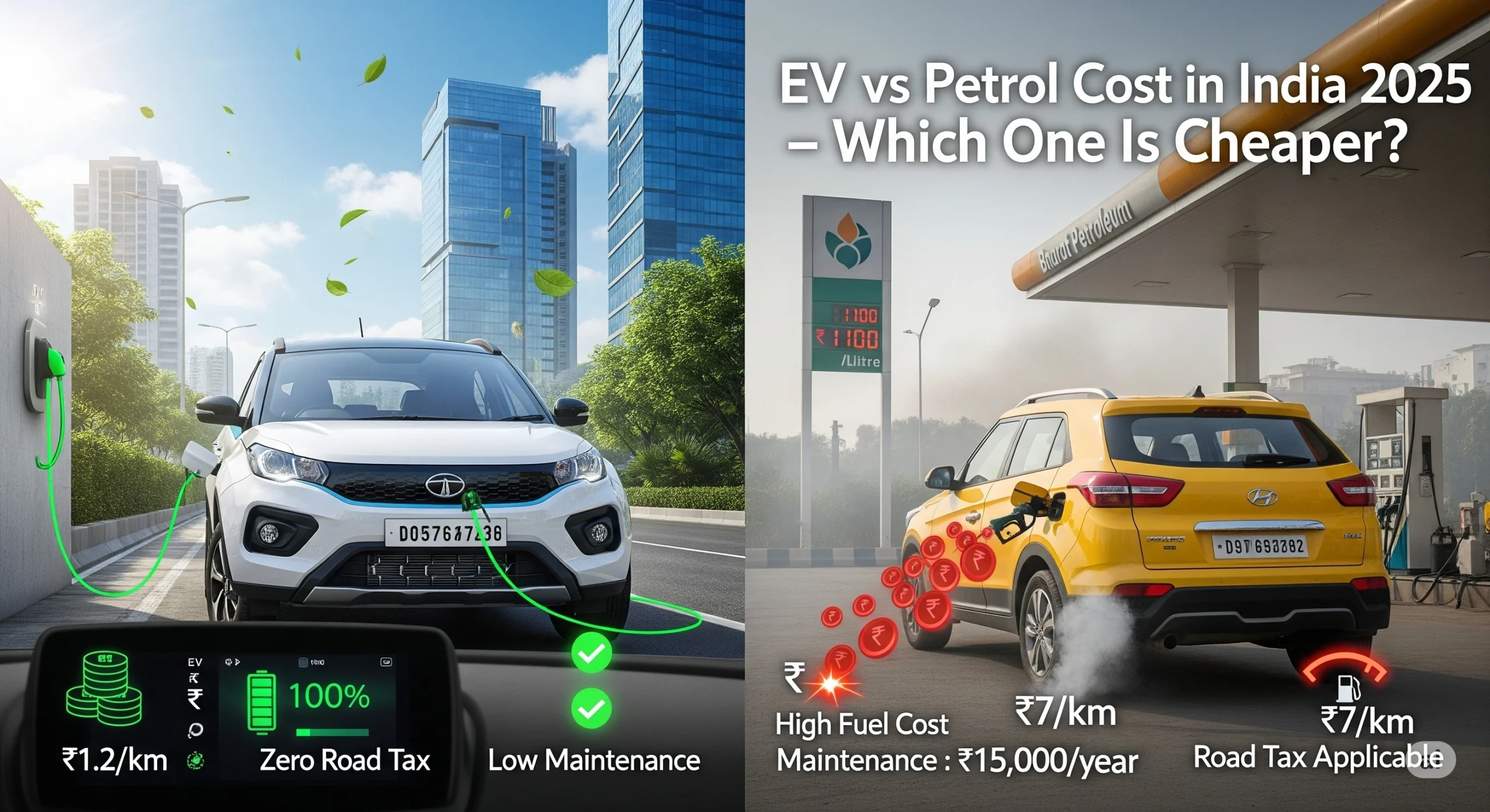 EV vs Petrol Car Cost Comparison in India